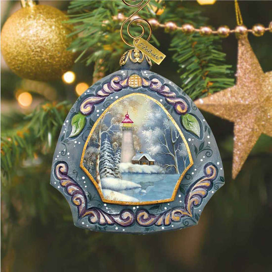 Harbor Light Sculpted Hand-Painted Christmas Ornament by G. DeBrekht - Coastal Holiday Decor - 6102832