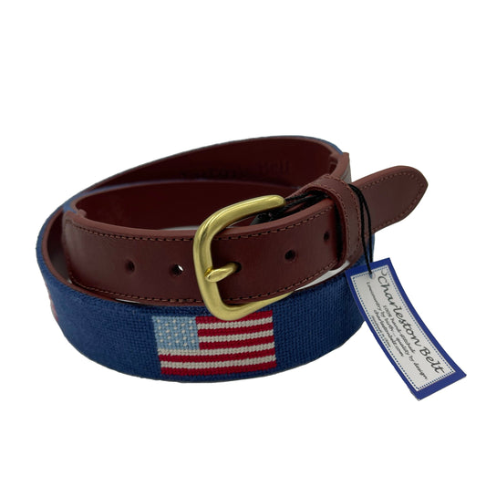 USA American Flag Needlepoint Belt