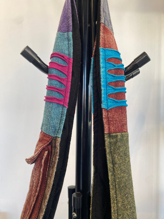 OM Denim Blue Floral Stripped Messenger Bag