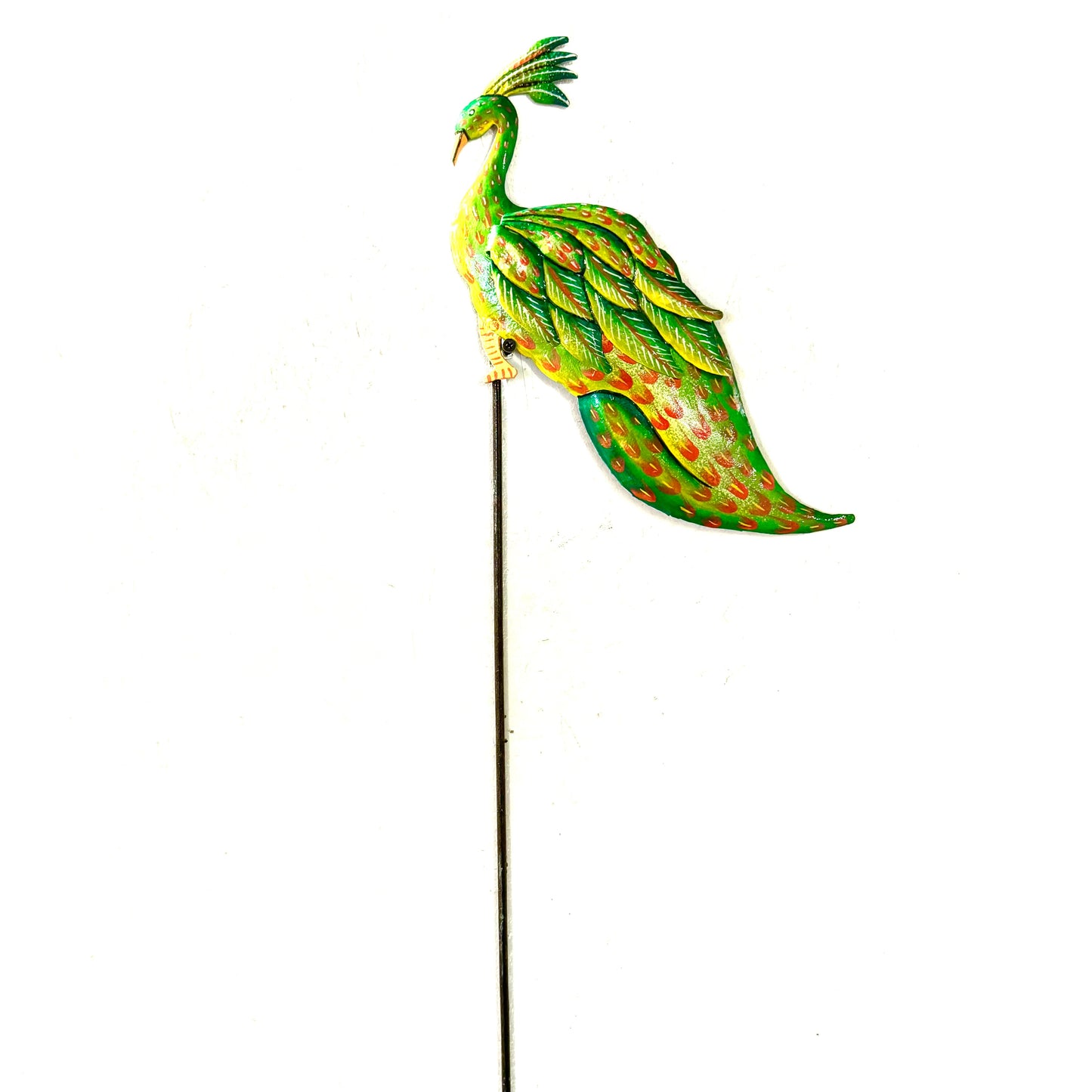 Green Peacock Garden Stake
