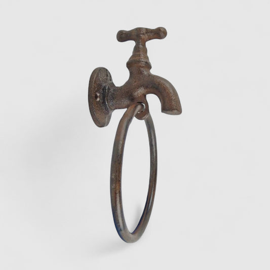 Faucet Towel Holder, Industrial Cast Iron Bath Accessory
