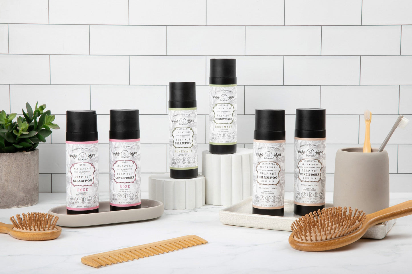 All Natural Soapnut Shampoo and Conditioner Set - ROSE- wild fermented probiotics for your scalp