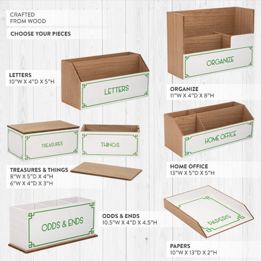 Green & White Desktop Organizer, Choose Your Style