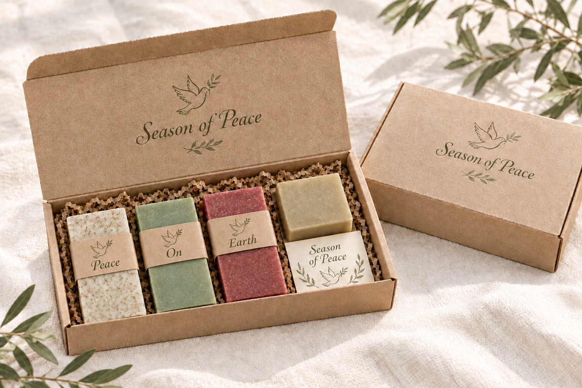 Season of Peace gift box with Peace On Earth soap bands