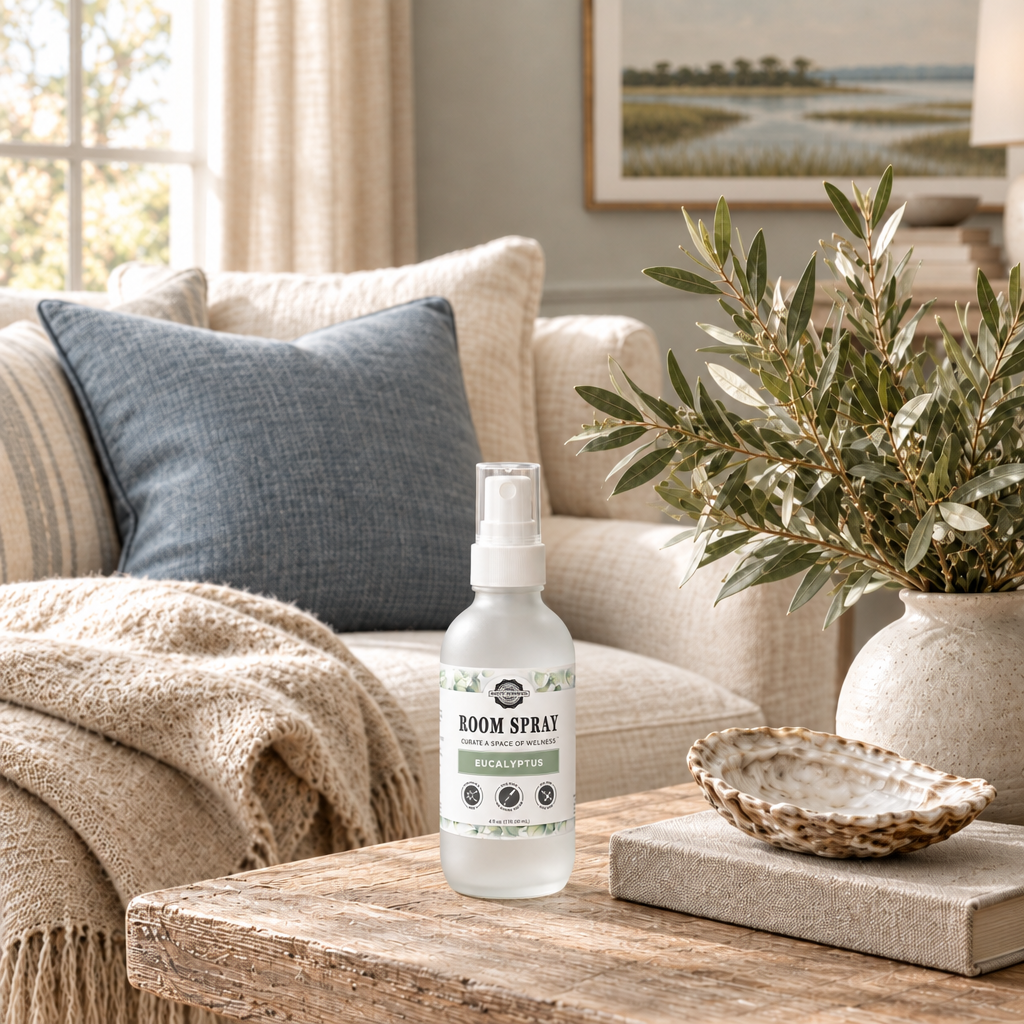 Room spray with a smaller, more realistic bottle proportion
