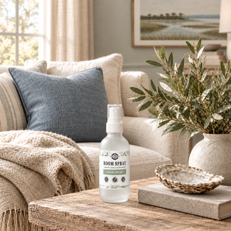 Room spray with a smaller, more realistic bottle proportion