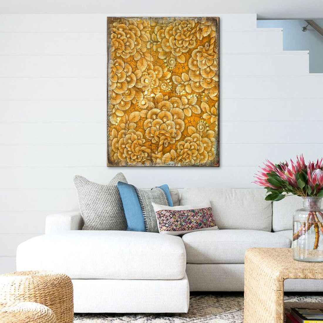 Amali Wooden Wall Art by G. DeBrekht - Floral Ornamental Decor - 95013B