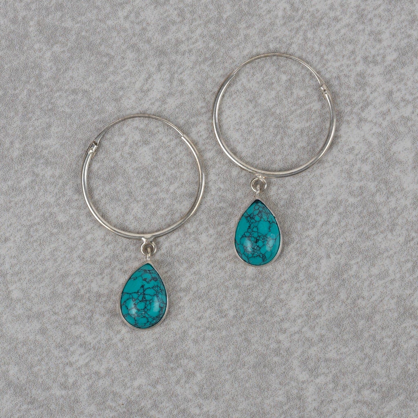 Turquoise Drop Hoop Earrings