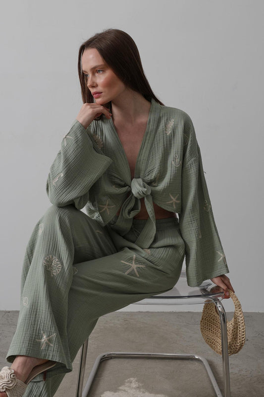 Boho Resort Wear – Tie Suits for Women with Shabby Chic Detail
