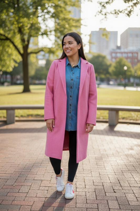 SC - Juliette Pink Mid-Length Coat
