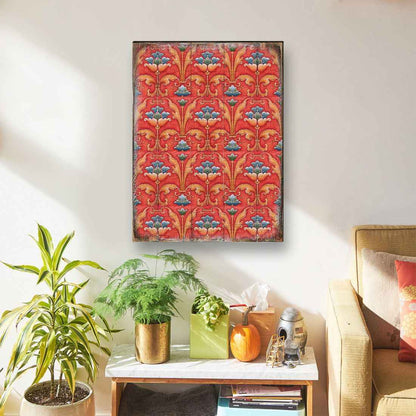 Red and Blue Floral Rustic Wooden Wall Art by G. DeBrekht - Floral Ornamental Decor - 95017B