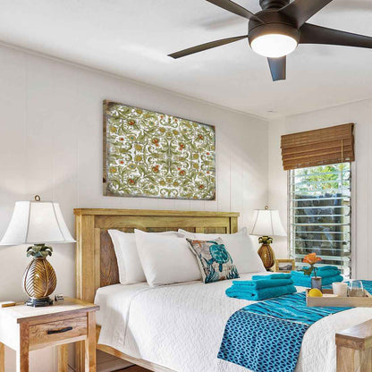 Gold and Green Floral Rustic Wooden Wall Art by G. DeBrekht - Floral Ornamental Decor - 95011B