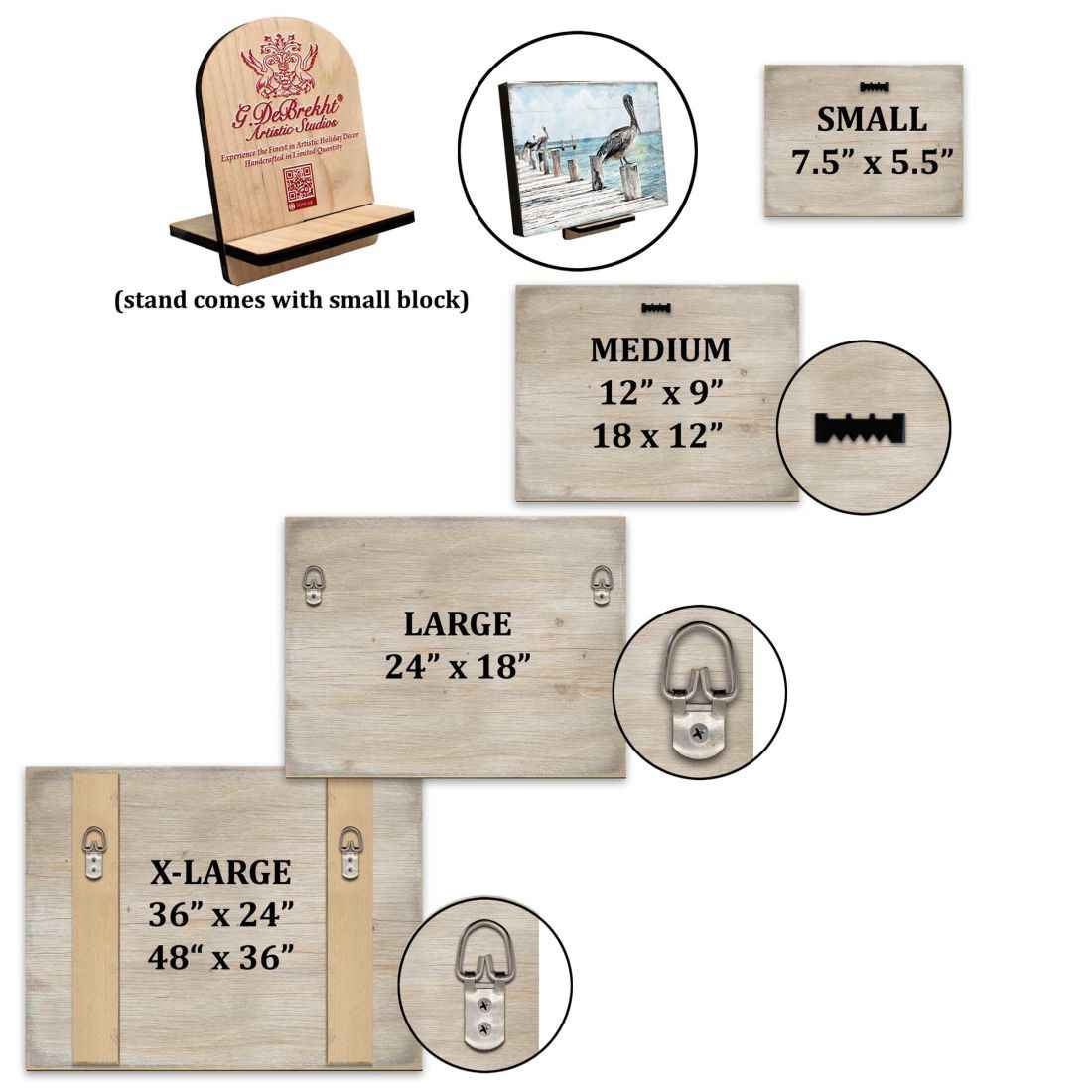 Gold Red Blue Floral Rustic Wall Block by G. DeBrekht - Floral Ornamental Decor - 95019B