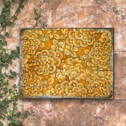 Amali Wooden Wall Art by G. DeBrekht - Floral Ornamental Decor - 95013B