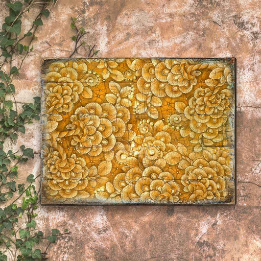 Amali Wooden Wall Art by G. DeBrekht - Floral Ornamental Decor - 95013B