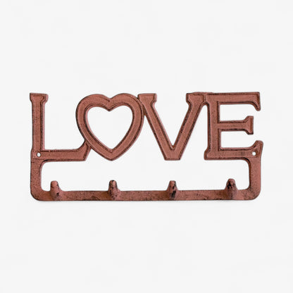 Love Wall Hook Rack with Heart, Cast Iron for Keys, Scarves or Jewelry