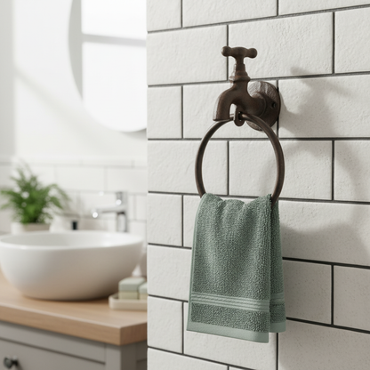 Faucet Towel Holder, Industrial Cast Iron Bath Accessory