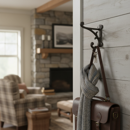 Wall Hook, Cast Iron Farmhouse Weathered Finish for Coats, Keys or Towels