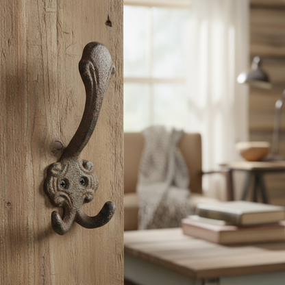 Wall Hook, Cast Iron Antique Distressed Finish for Coats, Keys or Towels