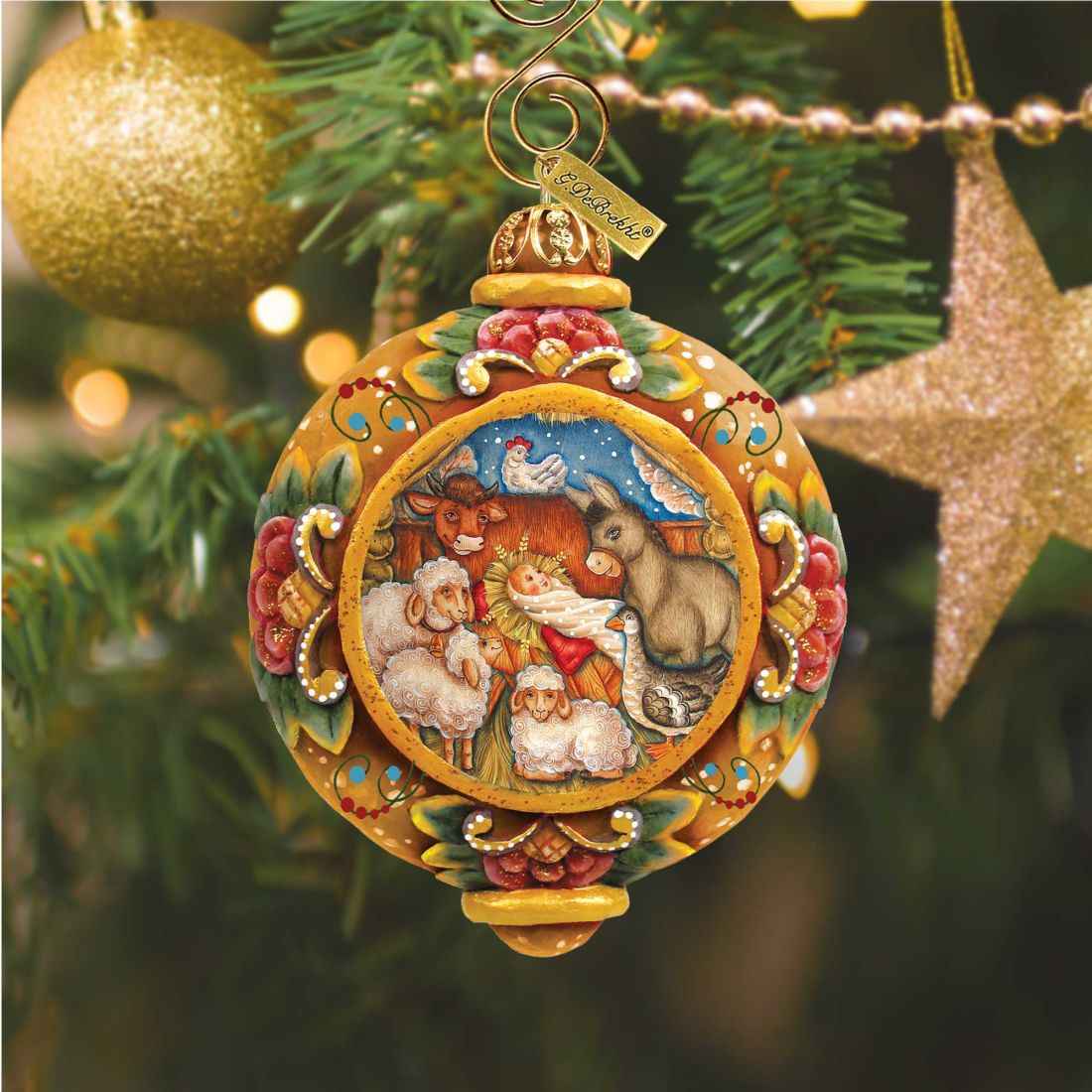 Village Nativity Sculpted Hand-Painted Christmas Ornament by G. DeBrekht - Nativity Holiday Décor - 6102414