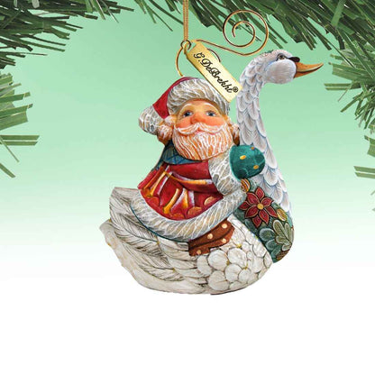 Christmas Goose Santa Sculpted Hand-Painted Ornament by G. DeBrekht - Christmas Santa Snowman Décor - 63156