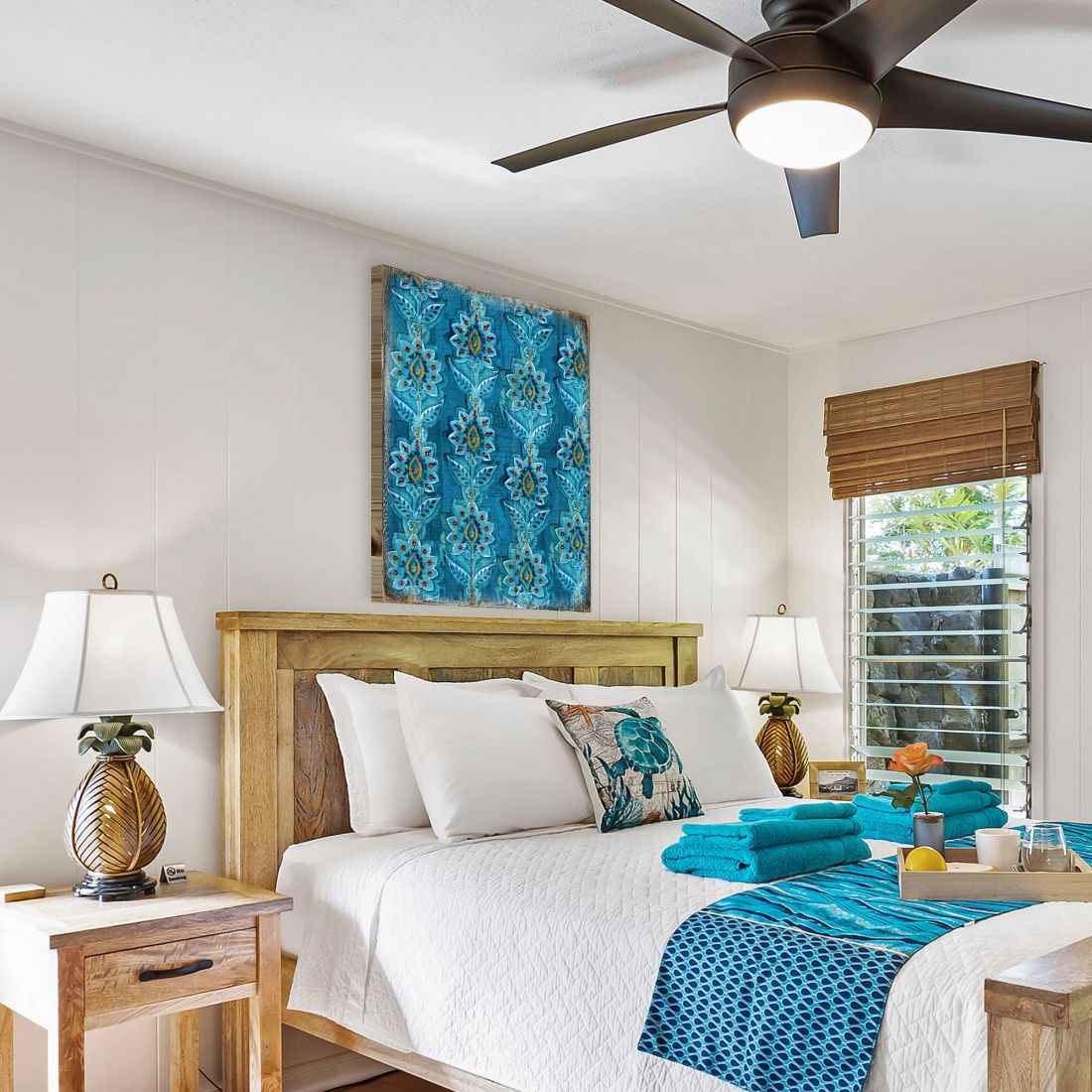 Blue Floral Rustic Wooden Wall Art by G. DeBrekht - Floral Ornamental Decor - 95016B