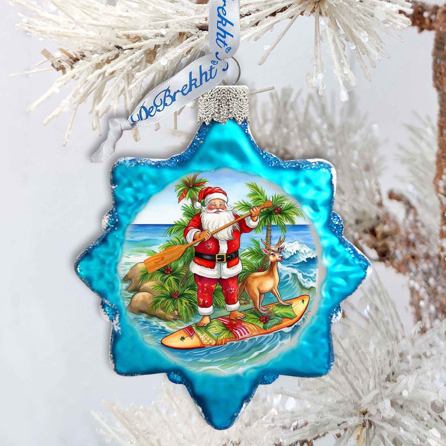 Holiday Coastal Ornament - Santa's Surf Keepsake Glass Ornaments by G. Debrekht - Christmas Décor - 777417