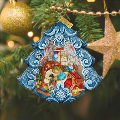 Night Before Hand-Painted Christmas Tree Sculpted Hand-Painted Christmas Ornament by G. DeBrekht - Love Family Kids Decor - 610276