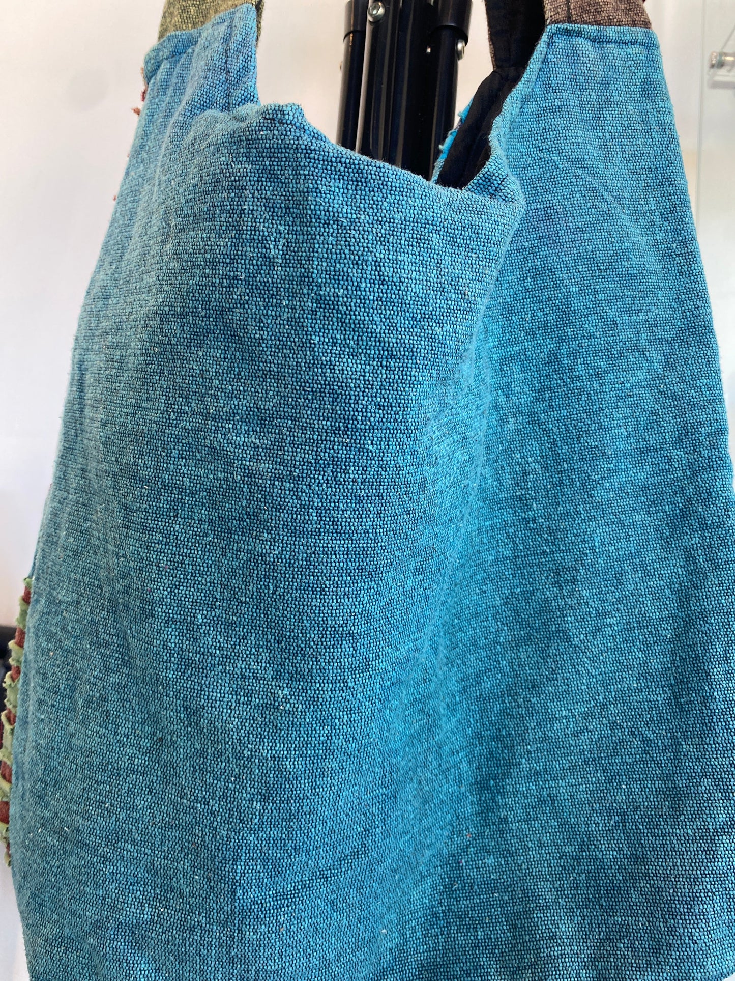 OM Denim Blue Floral Stripped Messenger Bag