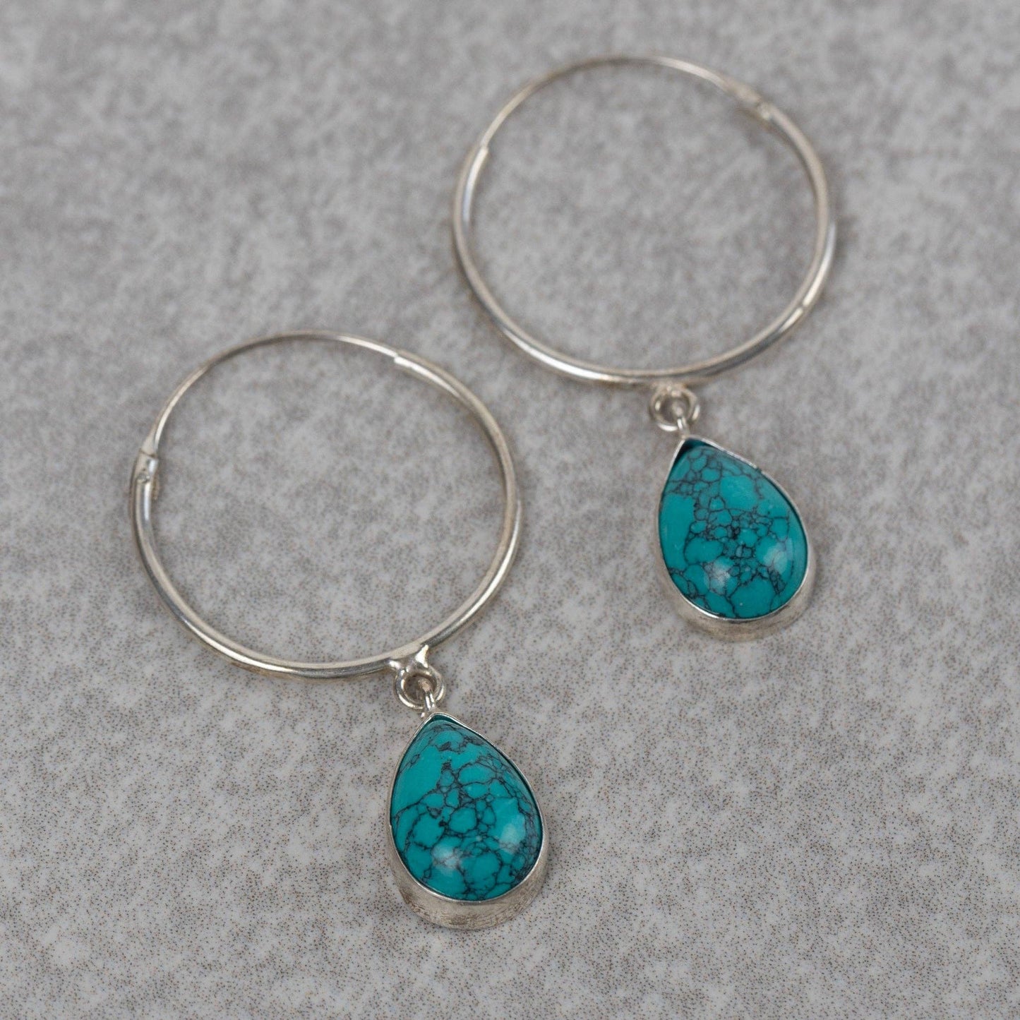 Turquoise Drop Hoop Earrings