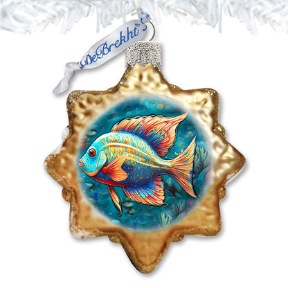 Holiday Coastal Ornament - Ocean Fish Keepsake Glass Ornaments by G. Debrekht - Coastal Holiday Decor - 777405