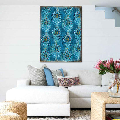 Blue Floral Rustic Wooden Wall Art by G. DeBrekht - Floral Ornamental Decor - 95016B