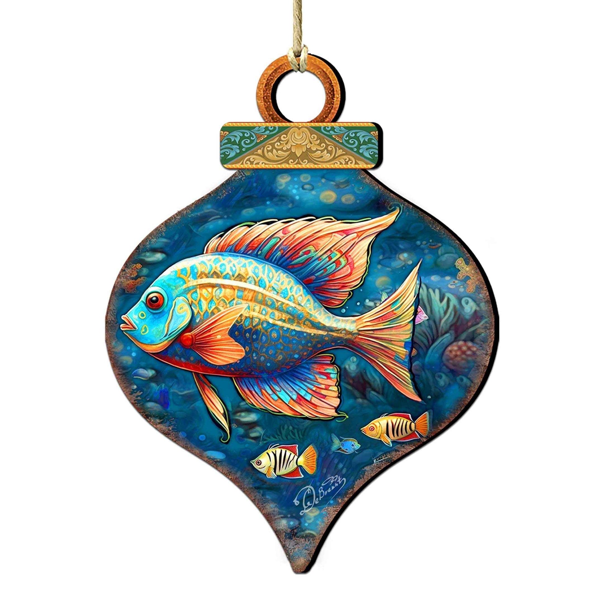 Holiday Coastal Ornaments - Exotic Fish Wooden Ornaments by G. Debrekht Coastal Holiday Decor - 8688179