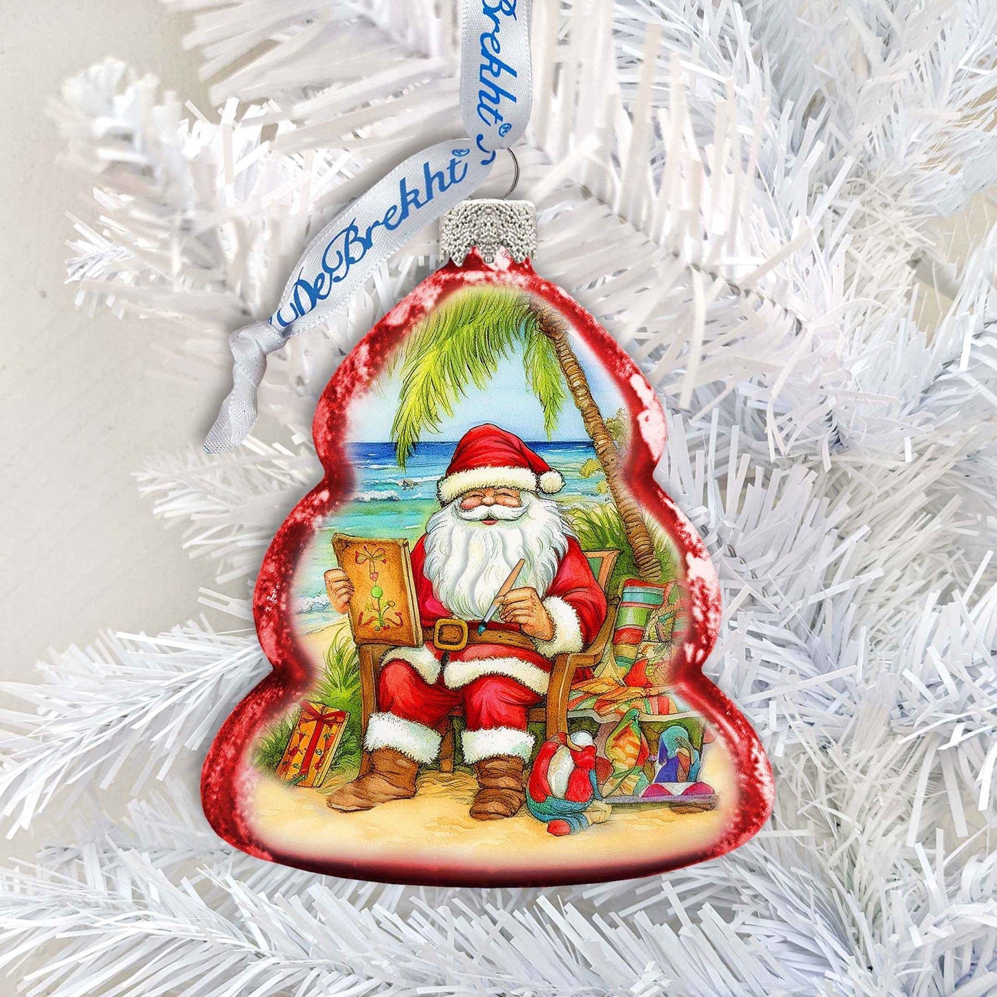 Holiday Coastal Ornament - Santa's Artistry Keepsake Glass Ornaments by G. Debrekht - Christmas Decor - 777415