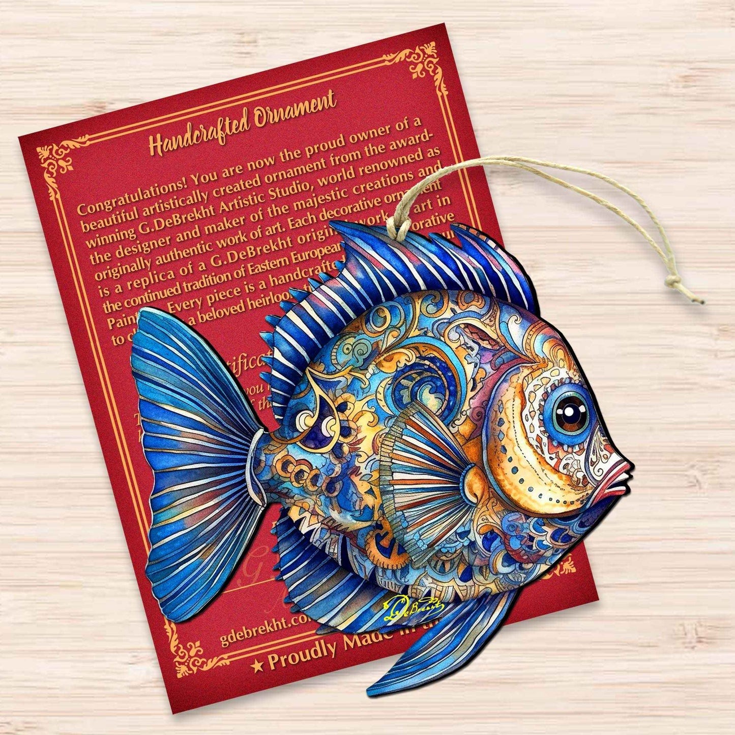 Holiday Coastal Ornaments - Turquoise Tide Fish Wooden Ornaments by G.Debrekht Coastal Holiday Decor - 8688305