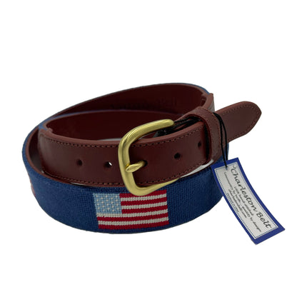 USA American Flag Needlepoint Belt