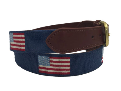 USA American Flag Needlepoint Belt