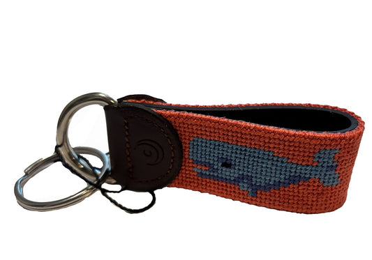 Key Fob - Sperm Whale Hand-stitched Needlepoint