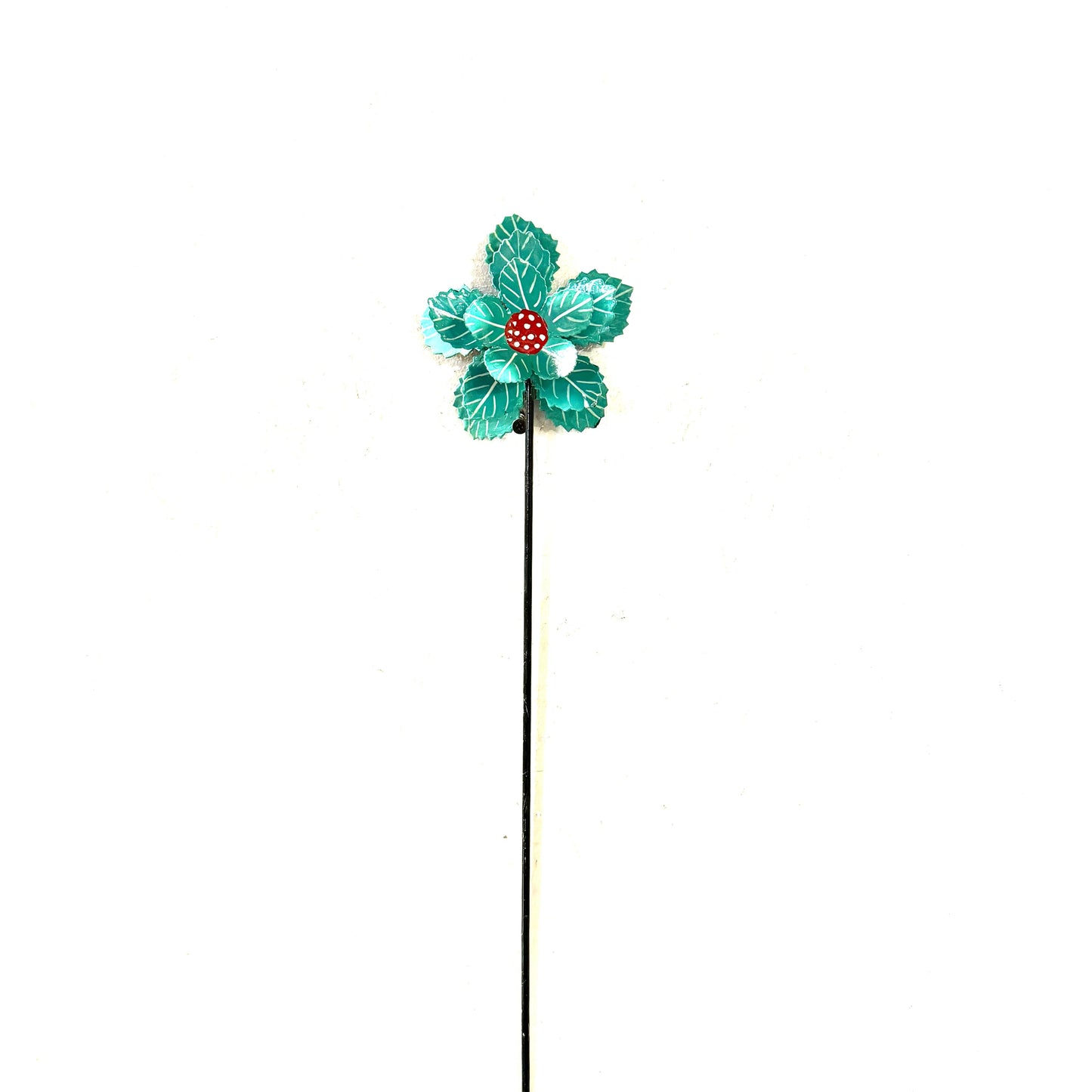 3-D Turquoise And Red Flower Garden Stake 2