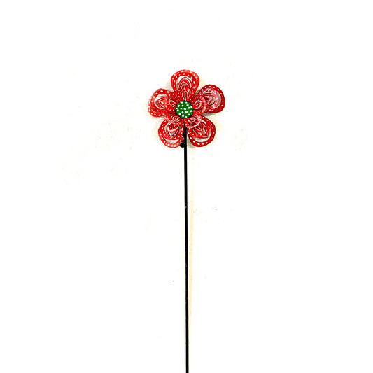 3-D Red and Green Flower Garden Stake