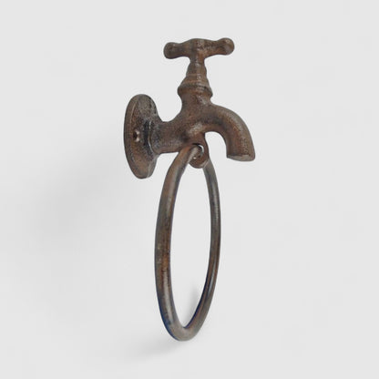 Faucet Towel Holder, Industrial Cast Iron Bath Accessory