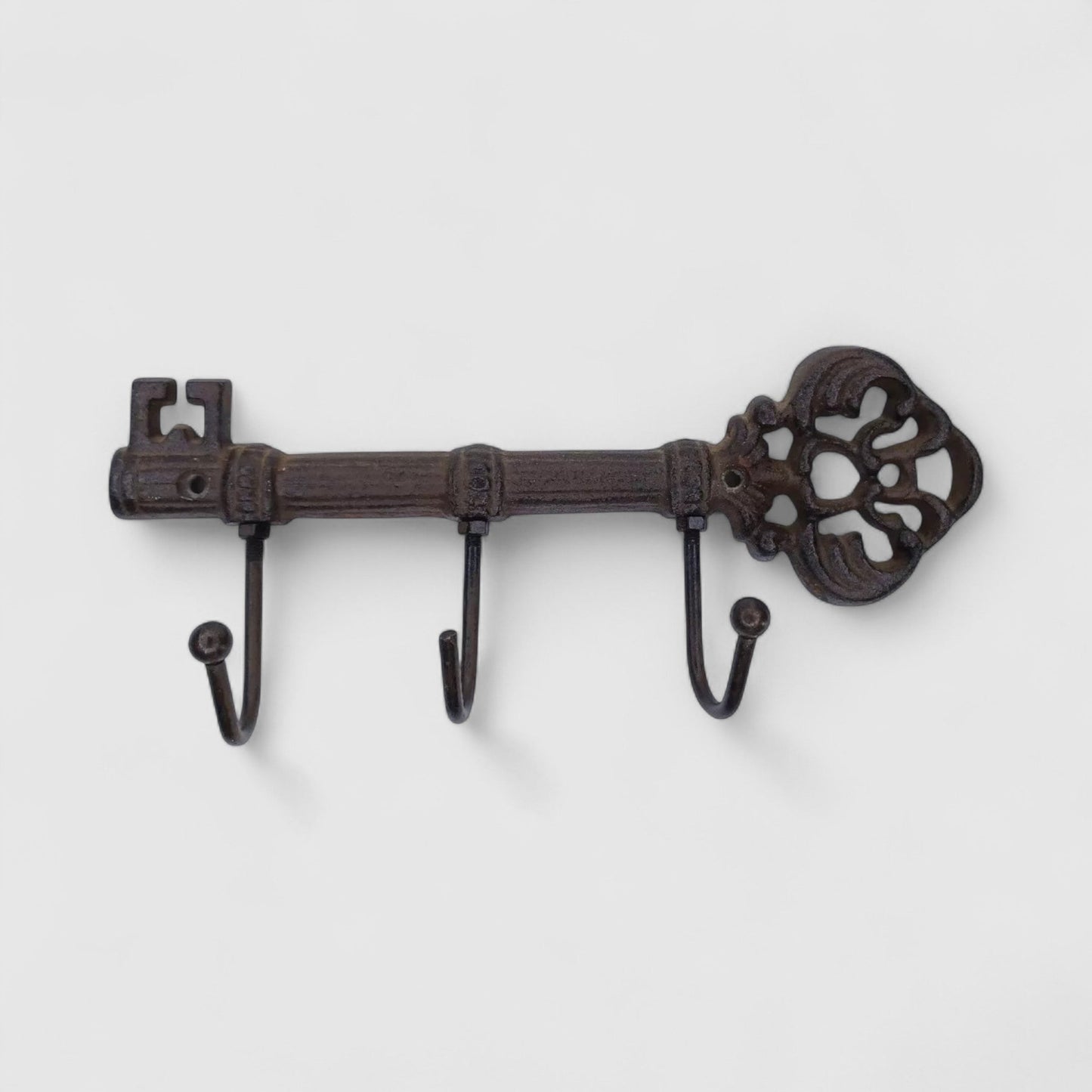 Key Hook Rack, Antique Cast Iron, 3 Hooks for Keys, Coats or Hats