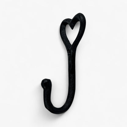 Heart Wall Hook, Black Cast Iron for Keys, Towels or Jewelry