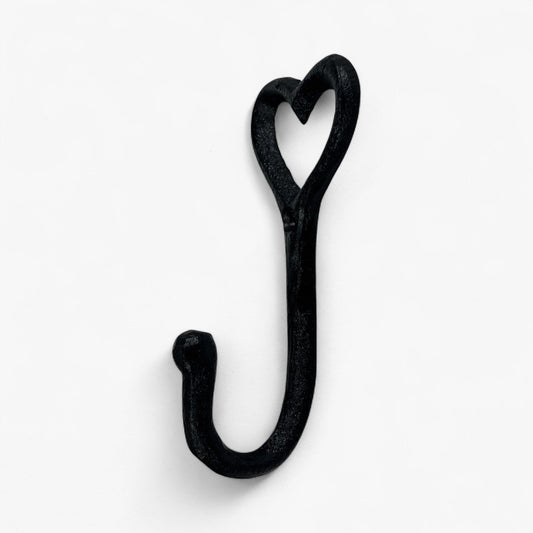 Heart Wall Hook, Black Cast Iron for Keys, Towels or Jewelry