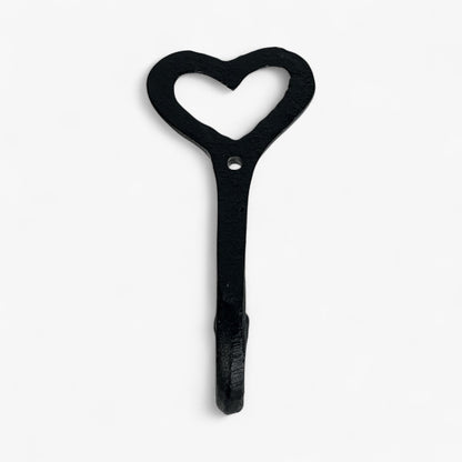 Heart Wall Hook, Black Cast Iron for Keys, Towels or Jewelry