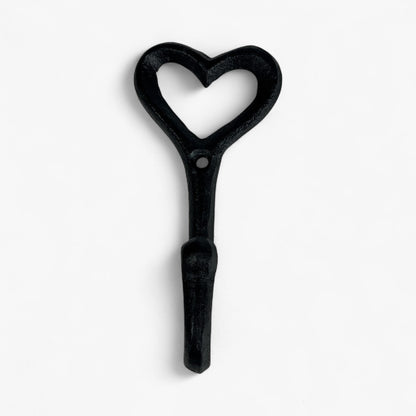 Heart Wall Hook, Black Cast Iron for Keys, Towels or Jewelry