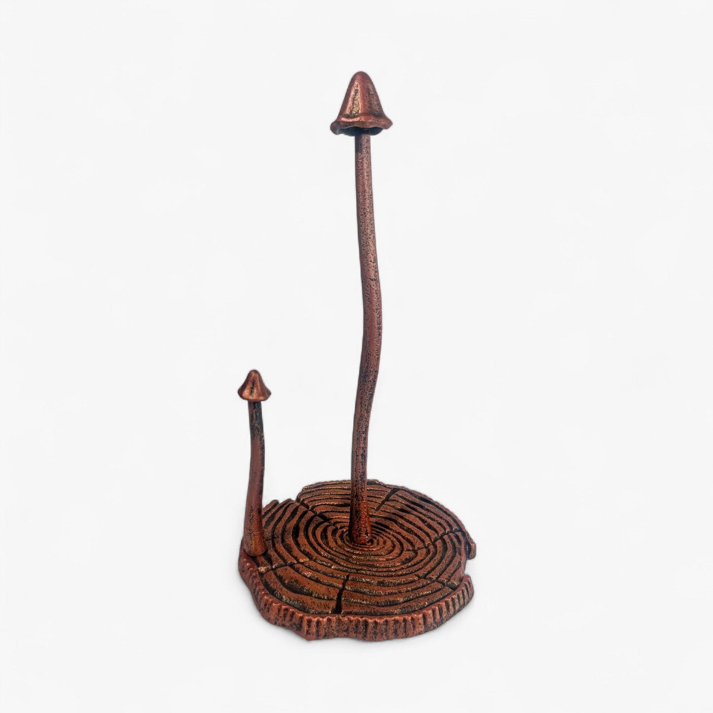Mushroom Paper Towel Holder, Rustic Copper Cast Iron Kitchen Decor