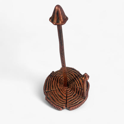 Mushroom Paper Towel Holder, Rustic Copper Cast Iron Kitchen Decor