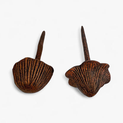 Mushroom Garden Stakes, Cast Iron Set of 2, Aged Copper Finish