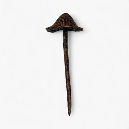Mushroom Garden Stakes, Cast Iron Set of 2, Aged Copper Finish
